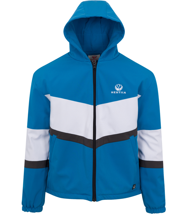 Blue and white Hestiia 7k2 jacket on a dark grey background