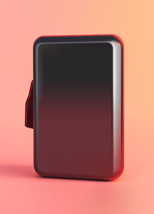 A photograph showing a 7.4V battery standing upright and illuminated.